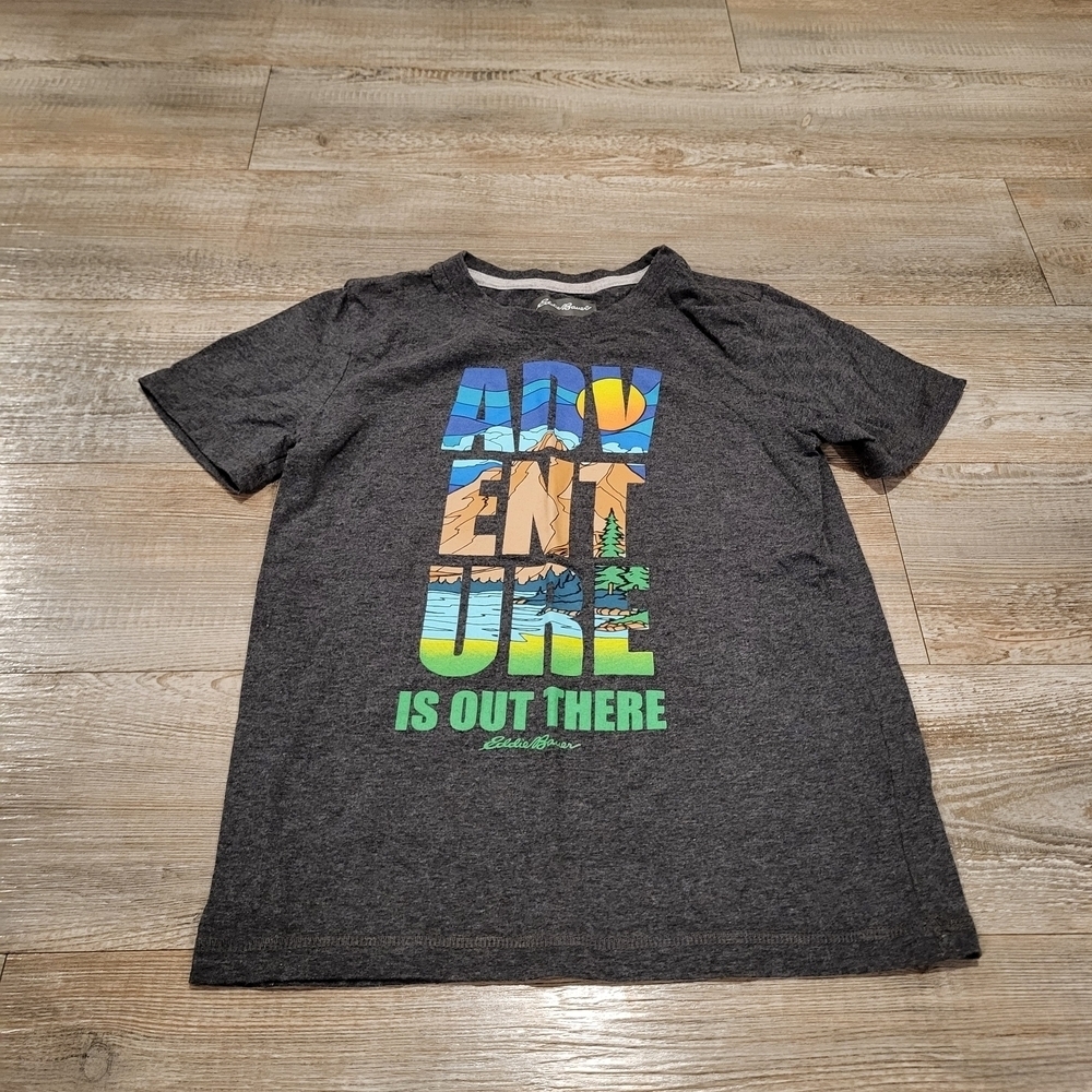 Eddie Bauer Adventure Graphic Tee Shirt Boys Size Small Grey